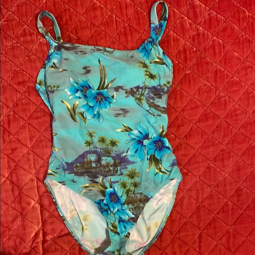 Speedo Blue Floral Women's One Piece Swimsuit